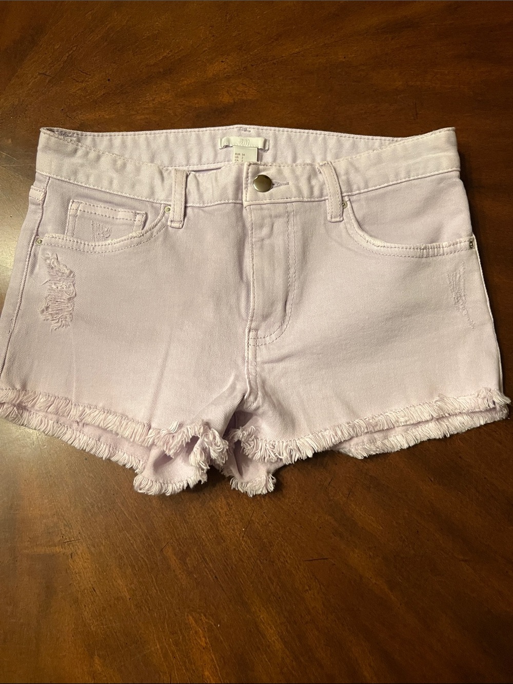 H&M Lilac Frayed Hem Denim Shorts - Women